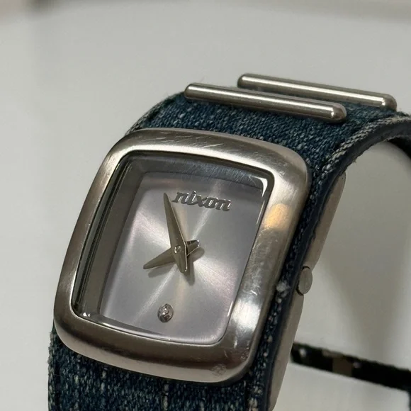 Nixon The Duchess Royal Pleasure Denim Cuff Watch Diamond Accent - new battery - Picture 3 of 9